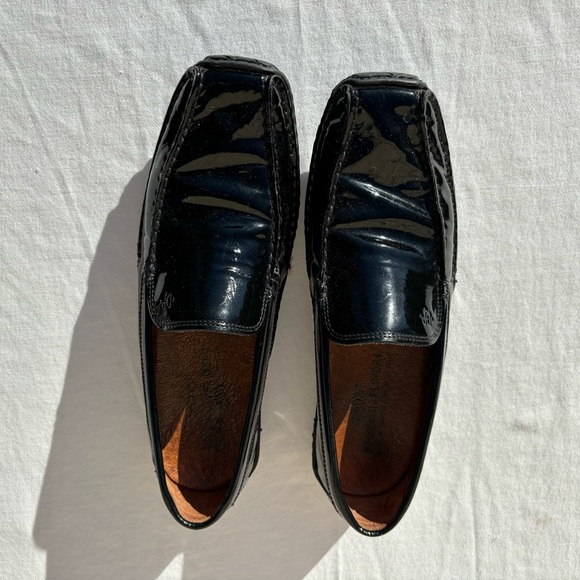 Donald J Pliner Loafers Woman Size 7 Driven I20 Black Patent Leather Flats - Picture 1 of 12
